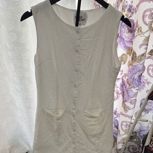 Peter Hart Cream Sleeveless Button-Front Midi Dress